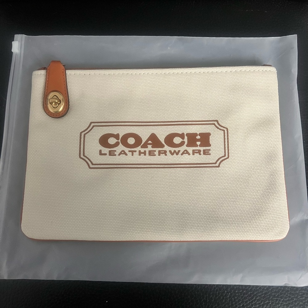 Coach Canvas Pouch with Gold Turnlock